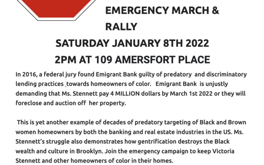 Emergency March and Rally to #STOP EMIGRANT BANK